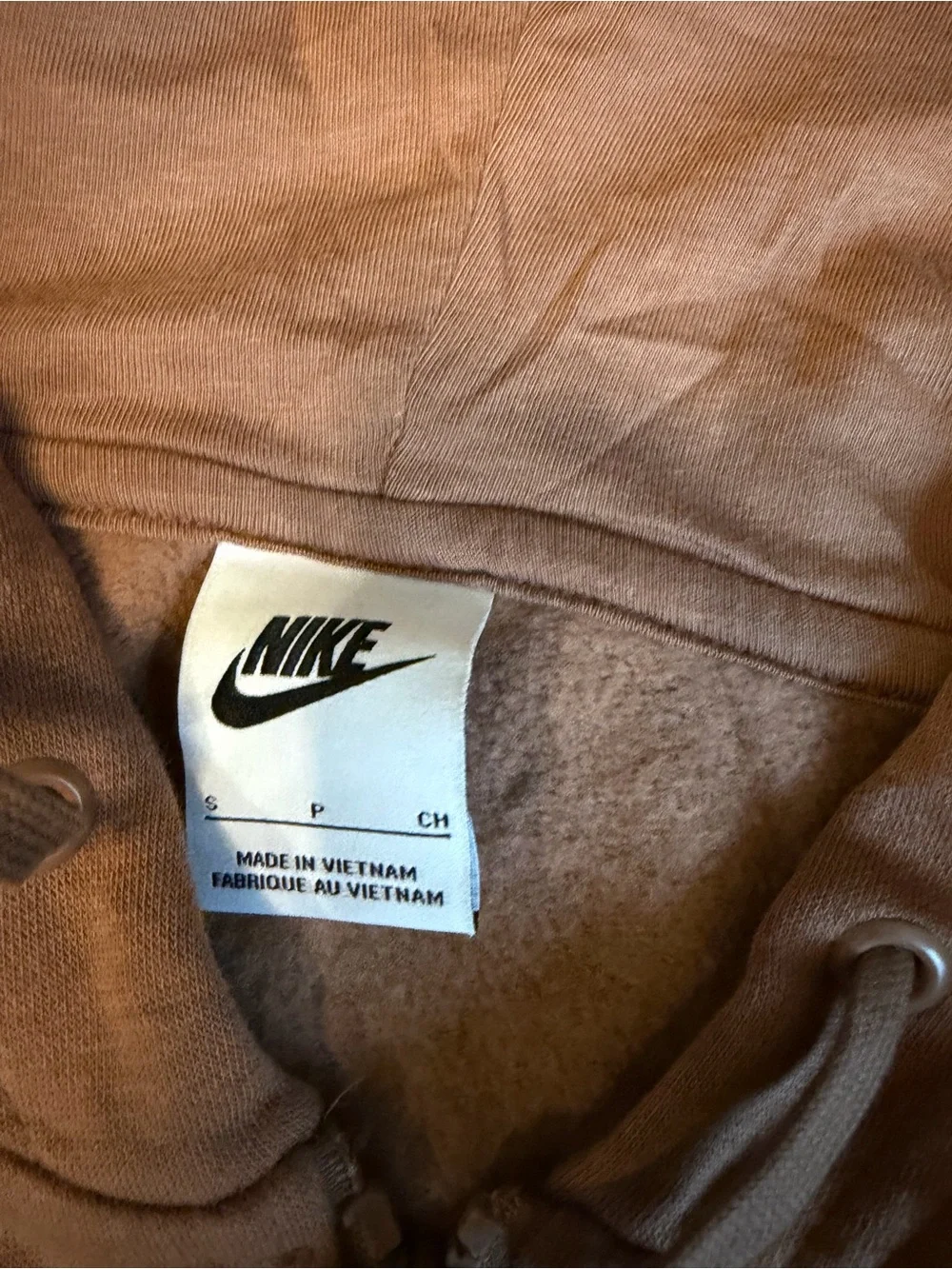 Nike Women's cropped Brown Zip-Up Hoodie with White Logo